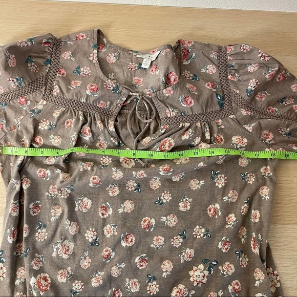 Lucky Brand Crochet Lace Floral Puff Sleeve Blouse - Picture 11 of 12